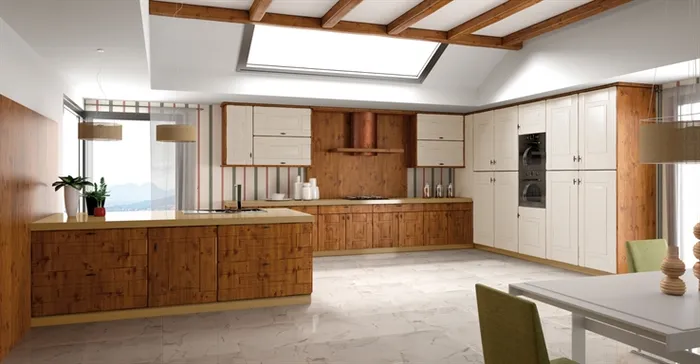 Cocina a medida en madera de nogal